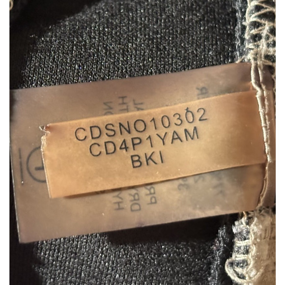 Calvin Klein Dress Sz 12 Black Beige Striped Sleeveless Crew Neck Corpcore EUC - Picture 5 of 10